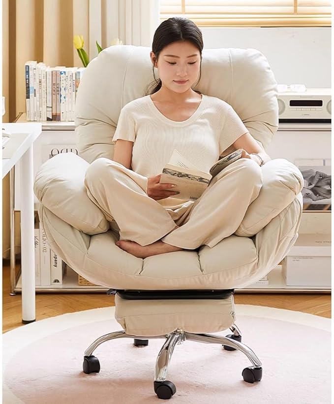 YCKEGEW Lazy Sofa Gaming Chair Office Chairs Recliner Chair for BedroomStudy Chair Ergonomic Lift Chair Backrest Reclinable Home Office Desk Chairs Computer Chair(Light GreyWithout)