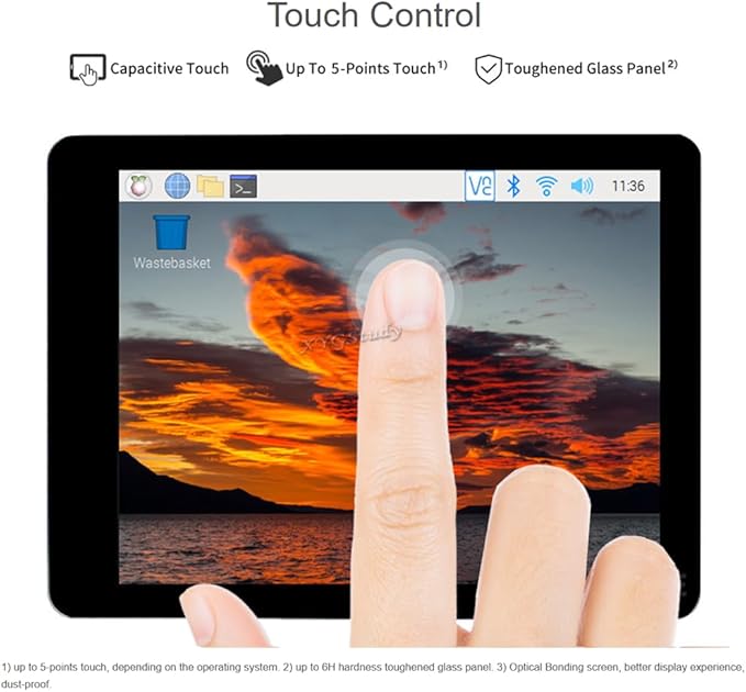 2.8inch DSI Capacitive 480×640 IPS Display Panel Touch Display LCD for Raspberry Pi 5/4B/3B+/3A+ with I2C Touch Port and Fully Laminated Screen