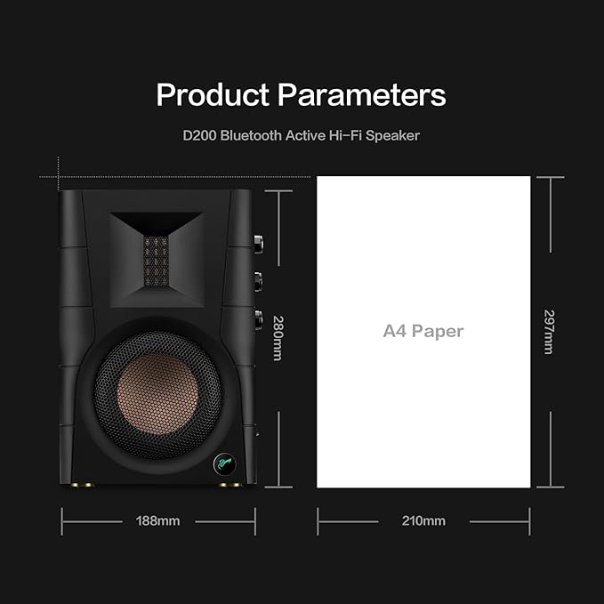 HiVi-Swans D200 Bluetooth Powered Bookshelf Speakers - Studio Monitor Speakers - Computer Speakers for TV/Turntable/PC/Monitor - 5 Inch Near Field 260w RMS - Wood Grain