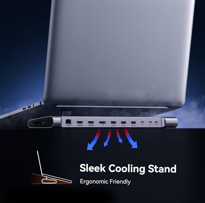 TobenONE 16-in-1 USB-C Docking Station 3 Monitors &amp Dual Monitor2 HDMI+DP+6 USB Ports for Office &amp Home UseCapable of 100W Power Supply &amp 2.5Gbps Ethernet Used with Dell/HP/Lenovo