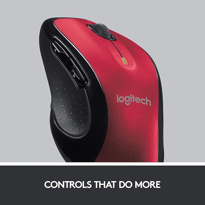Logitech M510 Wireless Computer Mouse – Comfortable Shape with USB Unifying Receiver with Back/Forward Buttons and Side-to-Side Scrolling - Red