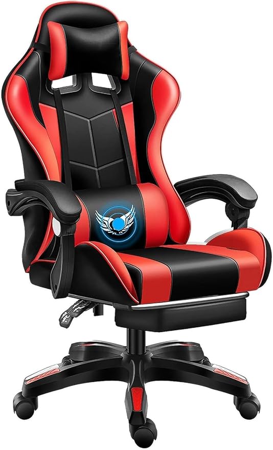 Chair Ergonomic Gaming Chair with Headrest and Breathable Skin-Friendly Mesh with Footrest Ergonomic Design PC Gaming Chair Desk Chair Executive (Color : Light Green Size : Red)