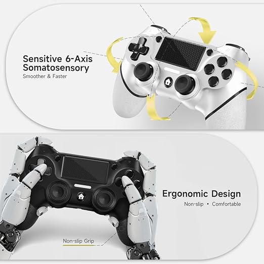AceGamer 2 Pack for PS4 Controller Wireless Controller for PS4/Pro/Slim/PC with Non-Slip Grip of Both Sides and USB-C Cable! (Black and White)