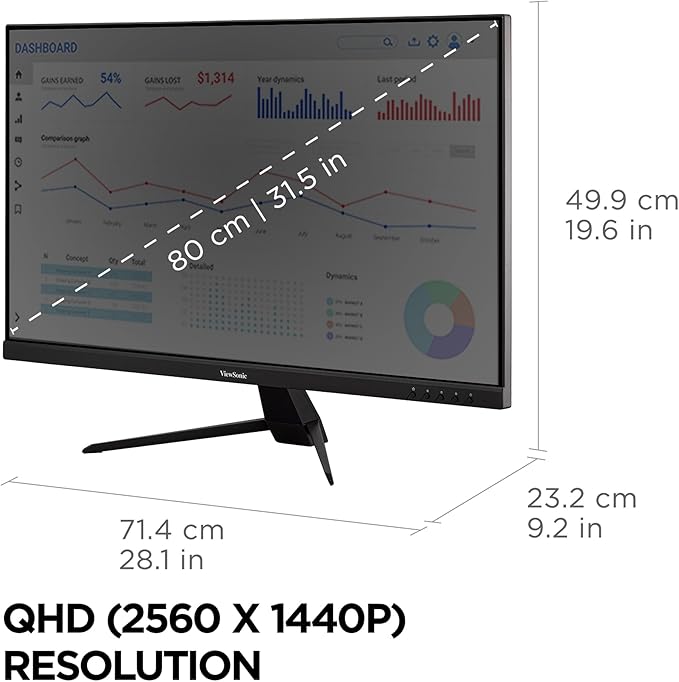 ViewSonic VX3267U-2K 32 Inch 1440p IPS Monitor with 65W USB C HDR10 Content Support Ultra-Thin Bezels Eye Care HDMI and DP Input Black