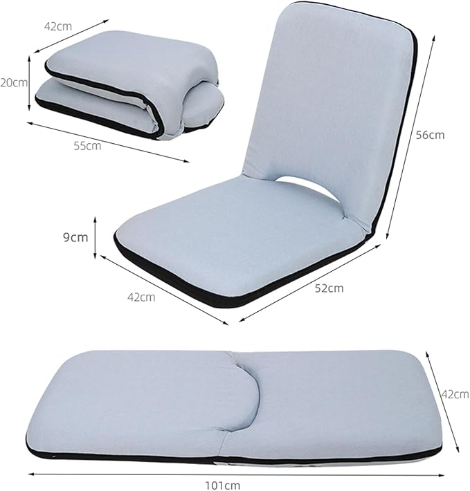 Floor Chair Office Chair with Removable Washable Cover Folding Floor Gaming Chair for Bed Lounging Reading(Grey)