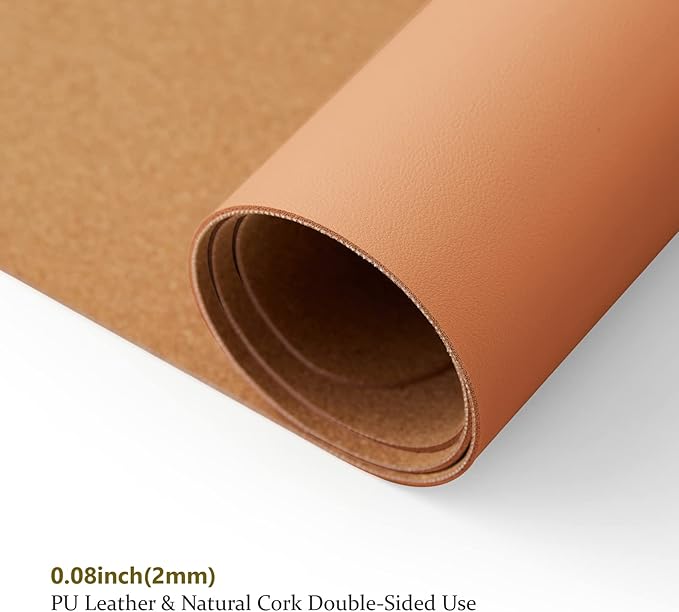 Large Cork Desk Mat - 47.2x 17 Desk Pad for Office and Home - Ideal for Large Mouse Pad and Desk Mats on Top of Desks(Brown)