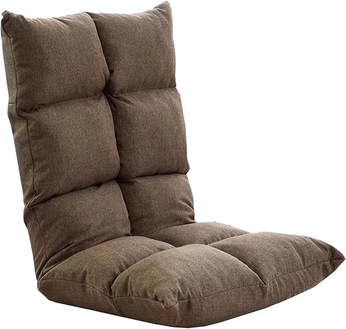 ELEFOCUS Adjustable Floor Chair with Back Support Gaming Floor Meditation Chair with 5 Adjustable Position(Brown)