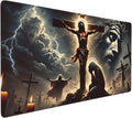 XXL Gaming Mouse Pad Extended (35.5X16) Jesus Christ Large Non-Slip Desk Mat Water-Resistant Keyboard Mousepad for Office &amp Home