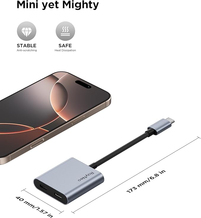 RayNeo USB-C to Glasses Charging Adapter - Charge &amp Play for Switch (Not Switch 2)/PS5/Xbox/Mac/Laptops &amp DP Alt Mode Devices 100W PD Charging &amp 4K@60Hz Output - for Air 4/Air 3 Series A