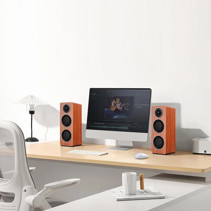 Computer Speakers with Subwoofer 2.1 Gaming Speaker System for Desktop PC 8 Deep Bass Bluetooth 5.3 AUX/RCA/Optical/Coaxial Surround Sound for PC/Monitor/TV - Brown