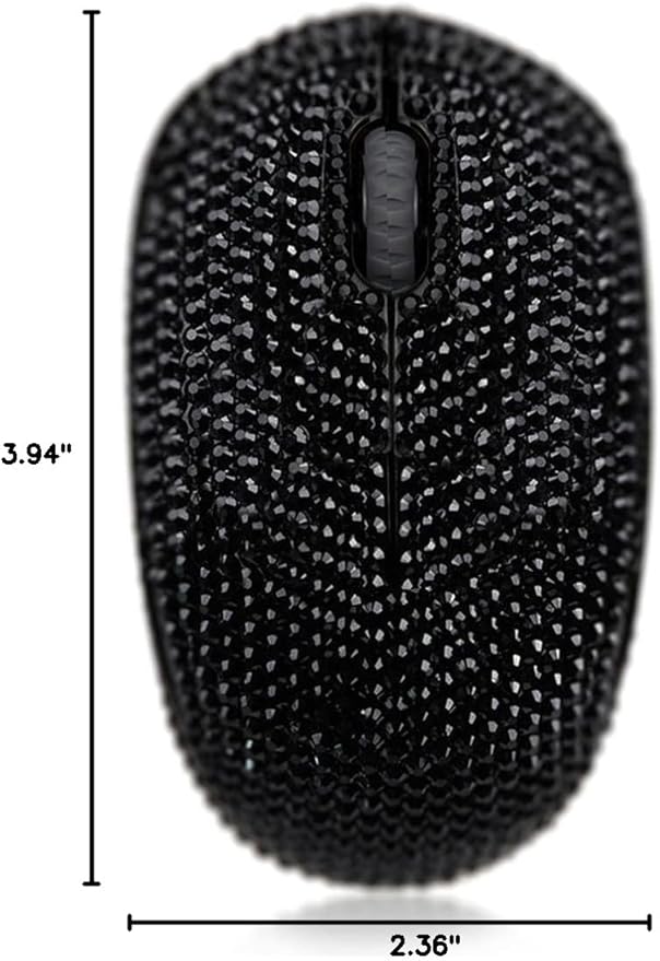 SA@ Luxury 6 Colors Bling Crystal Rhinestone 2.4G Wireless Mouse for Laptop Notebook PC Computer MacBook Gifts for The Office (Black)
