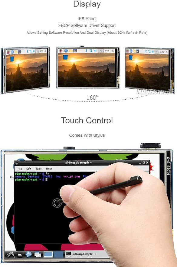Waveshare 3.5inch Resistive Touch Display Compatible with Raspberry Pi 5/4B/3B/Zero/Zero W/Zero 2W/Pico/Pico W/Pico WH 480×320 IPS Screen SPI