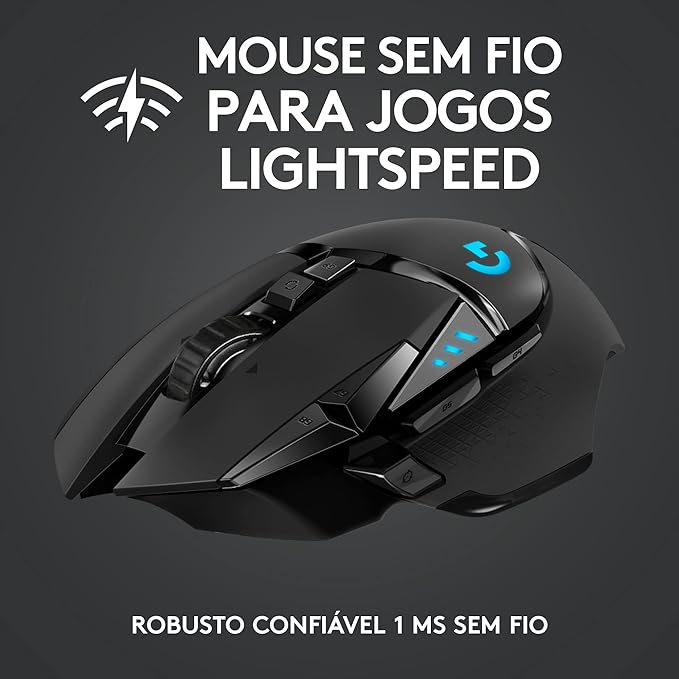 Logitech G - G502 Lightspeed + Hero - Mouse Inalámbrico de Hasta 16000 DPI Botones Programables Peso Ajustable con Iluminación RGB para Gaming - Negro