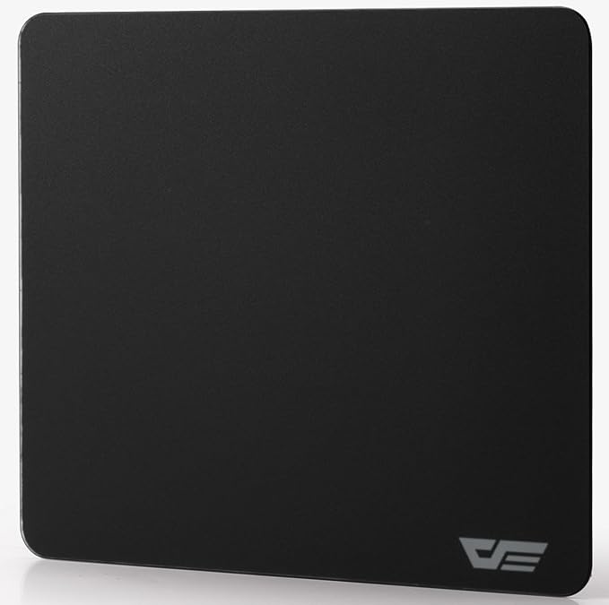 darkFlash Glass Mouse Pad 11.8×10.2 Inch Ultra-Smooth Tempered Surface Precision Tracking Anti-Slip Rubber Base Durable Etched Finish Ideal for Gaming &amp Work (Black 11.8L x 10.2W inches)