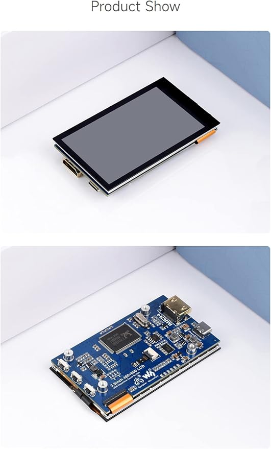 waveshare 3.5inch IPS Capacitive Touch LCD Display Compatible with Raspberry Pi 5/4B/3B/Zero/Zero W/Zero 2W/Pico/Pico W/Pico WH 480×800 Adjustable Brightness