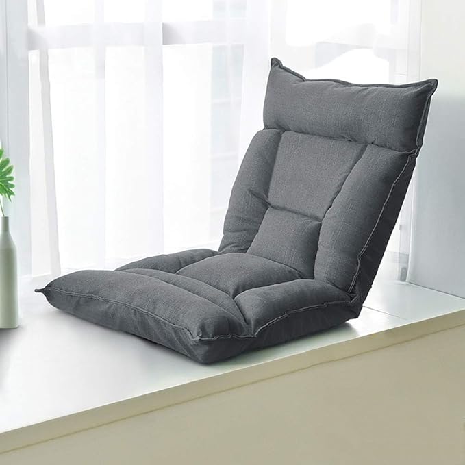 Floor Chair Floor ChairHome Folding Meditation Chair Adjustable Backrest Padded Gaming Chair Floor Seating with Removable Washable Cover for115x58x12cm (Color : Gray)