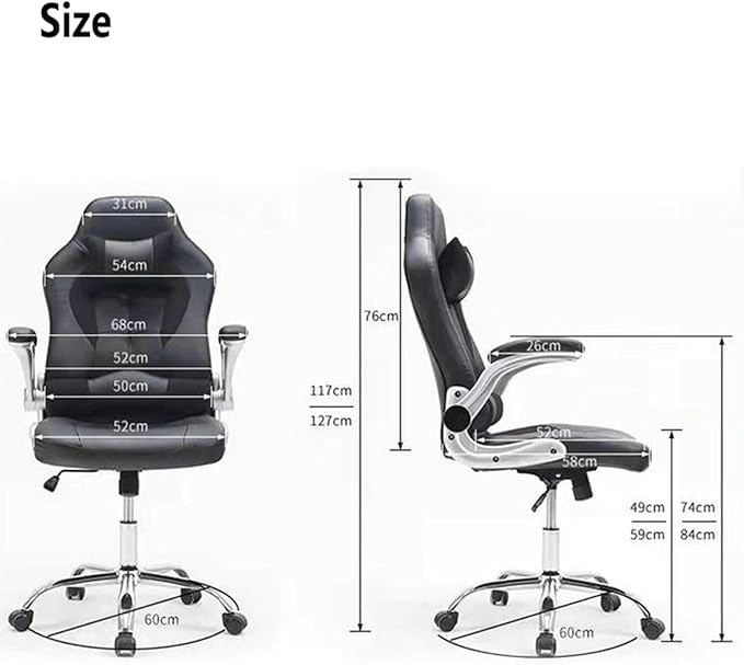 Ergonomic Gaming Chair with Adjustable Headrest and Armrest High-Back Racing Office Chair with PU Leather &amp Swivel Base