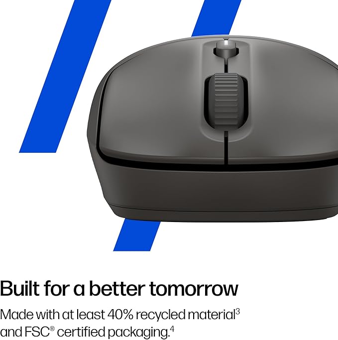 HP 400 Quiet Wireless Mouse Dual Bluetooth &amp 2.4GHz Soft Silicone Quiet Clicks Microsoft Wheel 24-Month Battery 6000 DPI Ambidextrous Eco-Friendly Design Multi-OS Black