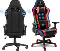 Gaming Chair with RGB LED Lights and Massage Ergonomic Video Game Chair with Footrest High Back Reclining Computer Chair with Headrest and Lumbar Support 4D HandrailSwivel Seat Gamer Ch