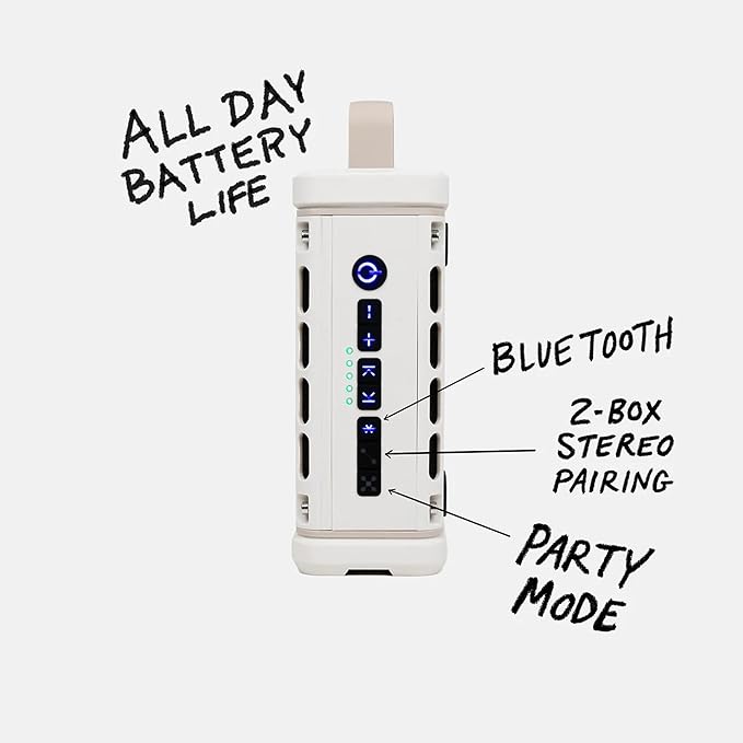 Turtlebox Ranger: Loud! Outdoor Portable Bluetooth 5.4 Speaker | Rugged Waterproof Ultra-Portable | Plays to 105db Deep Bass Shockproof Unlimited Pairing for Full Stereo Experience Ivory
