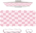 L-SPOUTTO Pink Checkered Mouse Pad SetScalloped XXL Desk Mat + Ergonomic Mouse Wrist Rest + Gel Keyboard Wrist Rest for Keyboard 65%/75%3in1 Large Desk Pad for Desktop Home Office Computer Game