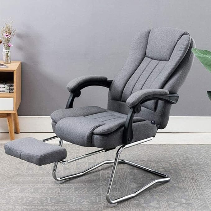 Office Chair Gaming Chair Computer Chair Ergonomic Office Recliner Chair with Lumbar Support Modern Simple Leisure Chair Study Chair Fabric Office Chair Bow Chair (Color : Grau)