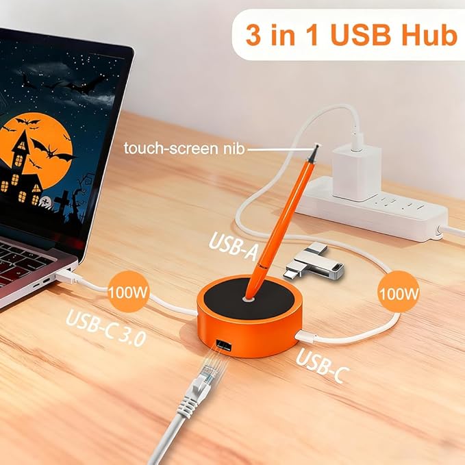 Htfoevrxs Magnetic Levitation Pen Ballpoint Pen with with Magnetic Dock Base USB3.0 Port 3-in-1 USB-C Hub &amp 1000Mbps Ethernet Business Gifts Birthday Gifts