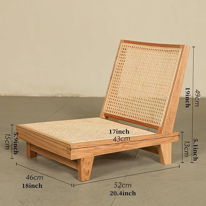 ELEFOCUS Floor Chair with Back Support Timber Floor Gaming Chair Armless Tatami Chair Meditation Reading Floor Seat(/Black)