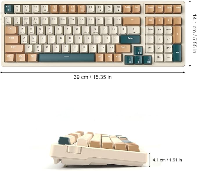 Wireless Mechanical Keyboard Triple Mode 2.4G/USB-C/BT Gaming Keyboards 100 Keys RGB Backlit Brown Switch Rechargeable | Brown Combo