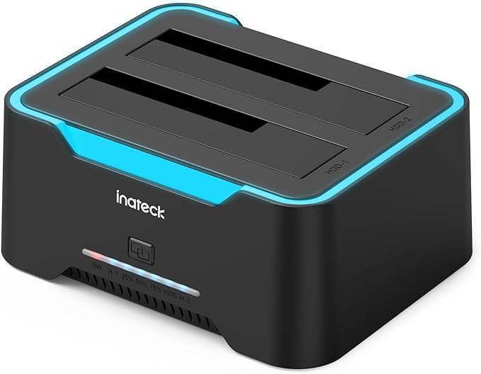 Inateck RGB SATA to USB 3.0 Hard Drive Docking Station with Offline Clone for 2.5 and 3.5 Inch SATA HDD and SSD Supports UASP SA02004 Black
