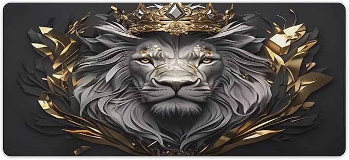 Majestic Lion Desk Mat Desk Pad Large Mouse Pad Anti-Slip Big Mousepad with Stitched Edges Computer Mouse Pads for Gaming Home Office Work 16x36