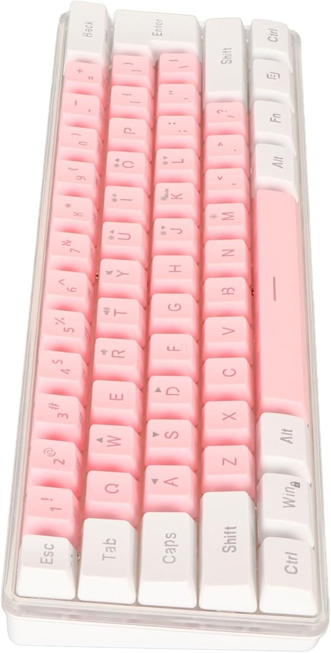 Generic Mini 61 Keys Wired Gaming Keyboard RGB 60 Percent Imitated Mechanical Compact for Typist (White Pink)