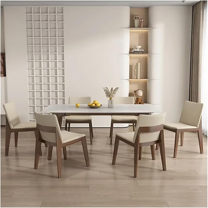 Adjustable Office Computer Chair with Armrest 1pcs Modern Minimalist Solid Wood Frame Leisure Dining Chair Indoor Kitchen Furniture(Light Khaki)
