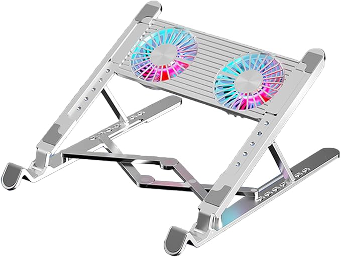 LED Laptop Cooling Pad Gaming Coolers Fan Stand with Quiet Fan Folding Bracket for Laptop