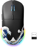 G57 Wireless Gaming Mouse 8000 DPI 80g 2.4G/Bluetooth/USB-C Rechargeable Wireless Mouse with 5 Programmable Buttons for PC/Mac Black