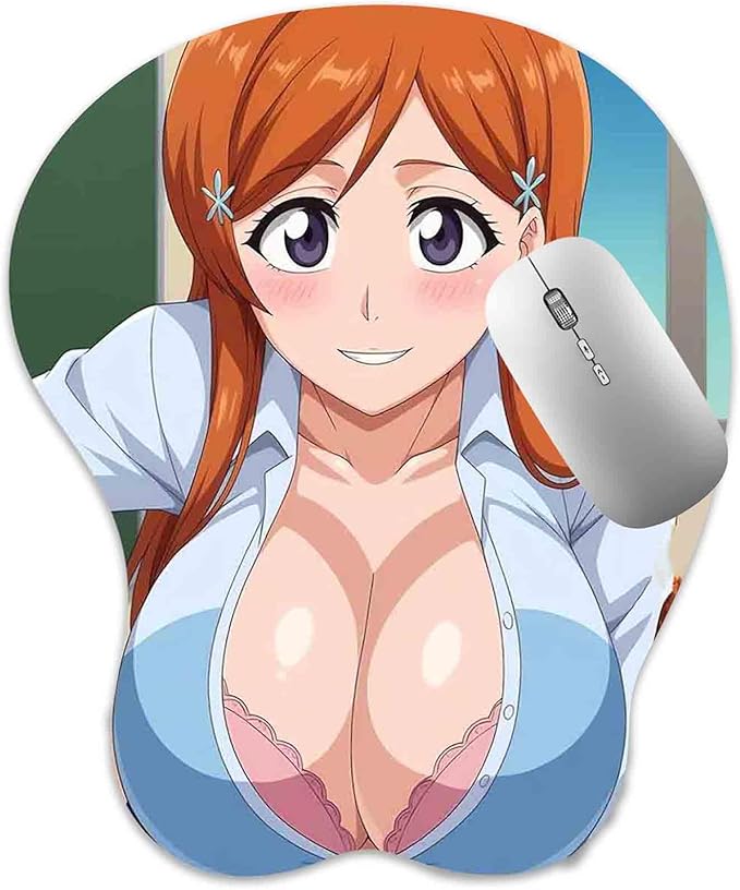 3D Mouse Pad Oppai Mousepad with Soft Gel Wrist Rest Anime Manga Gaming Boob pad Anti-Slip Mouse Mat (Orihim)