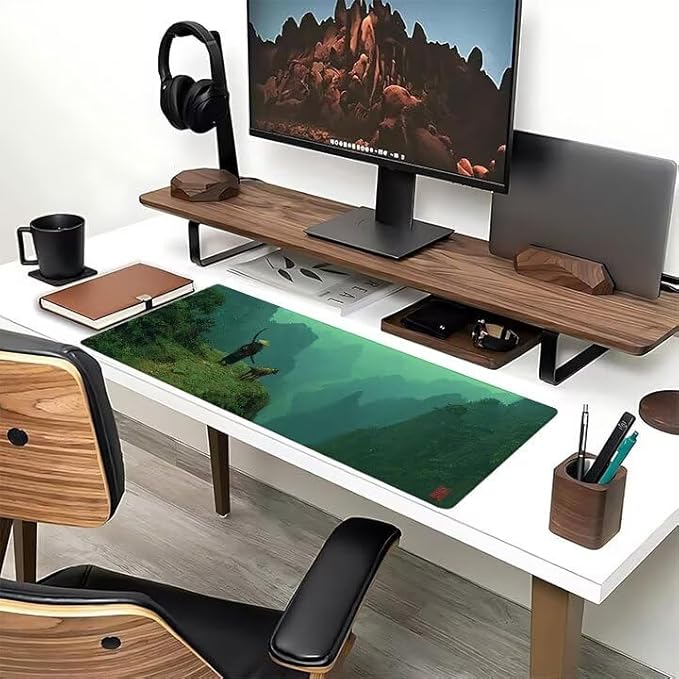 Mouse Pad XXL Mountain Dog Gaming Mousepad 23.6x11.8x0.12 inch Mousepad with Stitched Edgeswith Non-Slip Rubber Base Improved Precision and Speed Waterproof Protector Desk Accessories Gifts 6-IO29