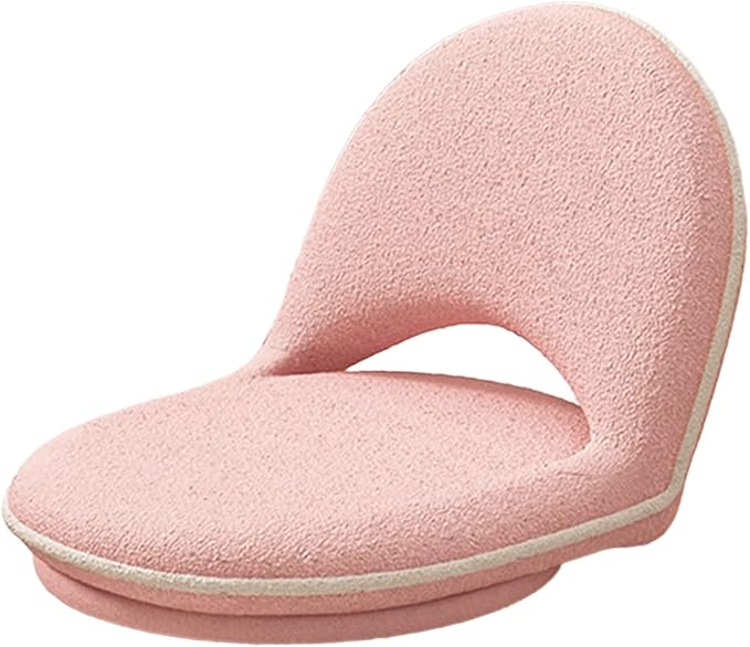 Gaming Chair Floor with Metal Frame Convertible Chaise Lounge Bottom Can Rotate 360° Floor Seat Adjustable Backrest for Living Room Bedroom Balcony(Rose)