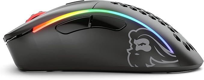 GLORIOUS Model D- (Minus) Wireless Gaming Mouse - 67g Superlight Honeycomb Design RGB Ergonomic Lag Free 2.4GHz Wireless Up to 71 Hours Battery - Matte Black
