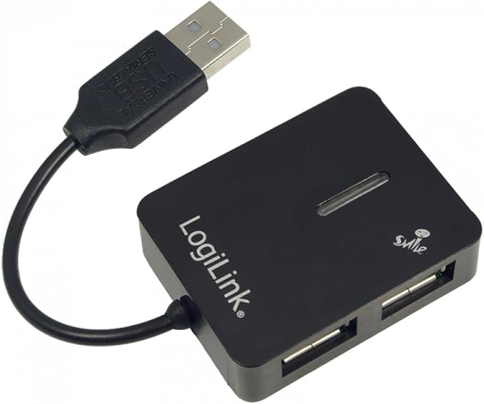 LogiLink Smile 4 Port USB 2.0 Hub - Black