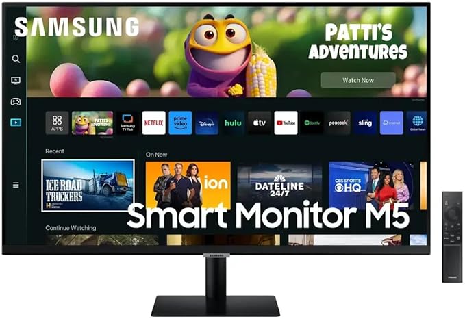 Samsung 32 M5 Series FHD Smart Monitor Streaming TV Multiple Ports HDMI 60Hz 4ms Black with HDMI Cable