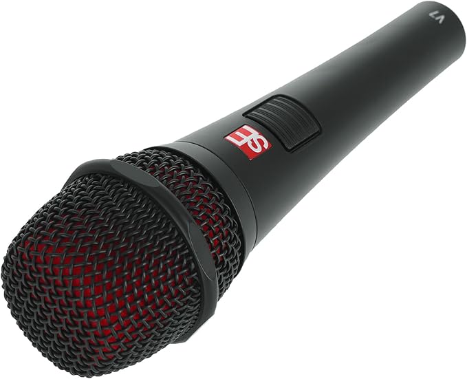Audiosavings SE Electronics Handheld Dynamic Microphones with Push-to-Talk Switch and Supercardioid Pattern and Mic Clips for Secure Mounting 2-Piece