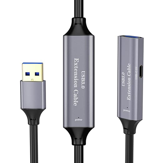 USB 3.0 Active Extension Cord Type A Male to Type A Female + Type C Port 5Gbps Data Transmission Cable USB Repeater with Signal Enhancer for USB Hub Playstation Printer Webcam (USB3.0-20M)