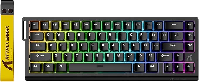 ATTACK SHARK X68 HE Rapid Trigger Mechanical Gaming Keyboard 60% Wired TKL with Adjustable ActuationHall Effect Magnetic Switch8KHz Polling RateRGB BacklitTop Mount for PC Mac Esport Gamer(Black)