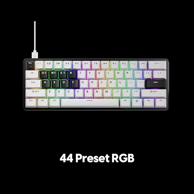 Pulsar PCMK 3 HE 60 Hall Effect Magnetic Gaming Keyboard Rapid Trigger Adjustable Actuation Magnetic Switch 8k Polling Ultra-Low Latency RGB Lighting Hot-Swap Double Shot PBT Keycaps (White)