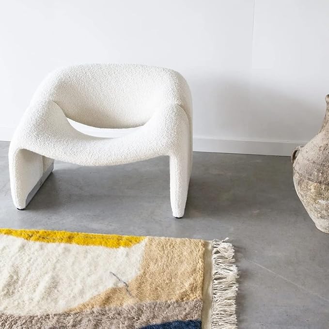 Scandinavian Style Gaming Chair Office Chair Armless White Fabric Fiberglass Solid Back Rectangular Indoor 72x75x70 cm