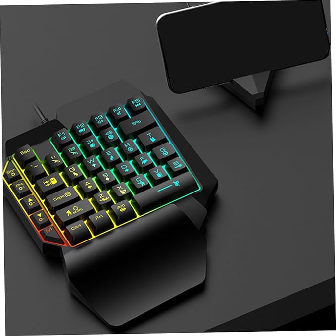 Gadpiparty 1pc Left-Handed Single-Hand Mechanical Gaming Backlight Function Compact and Portable Design for and Gaming Ergonomic for Mobile Use