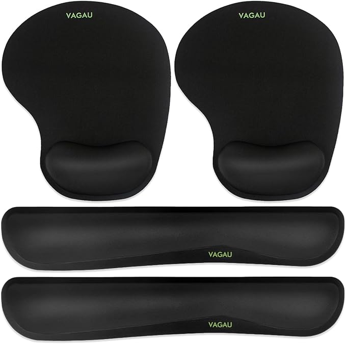 VAGAU Premium Keyboard Wrist Rest and Mouse Pad Wrist Support Ergonomic Memory Foam Set for Office Laptop Mac Computer and Gaming Comfortable Typing &ampWrist Pain Relief (2 Pack)