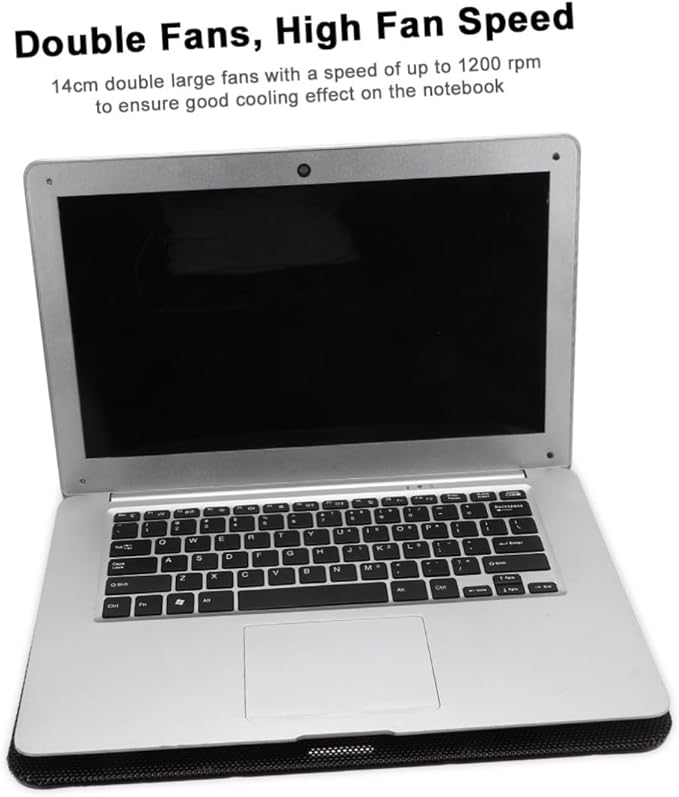 6 Inch Adjustable Laptop Holder Cooling Pad with High-Velocity Fan Notebook Cooling Support for Office and Gaming Black