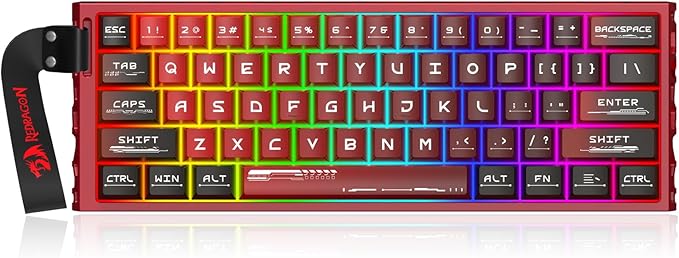 Redragon K753 HE Rapid Trigger Gaming Keyboard 60% 61 Keys Wired Mechanical Keyboard w/Hype-Red Hollowed-Out Aluminum Base Next-Gen UltraMag 100% POM Silky Rappid Trigger Magnetic Switch